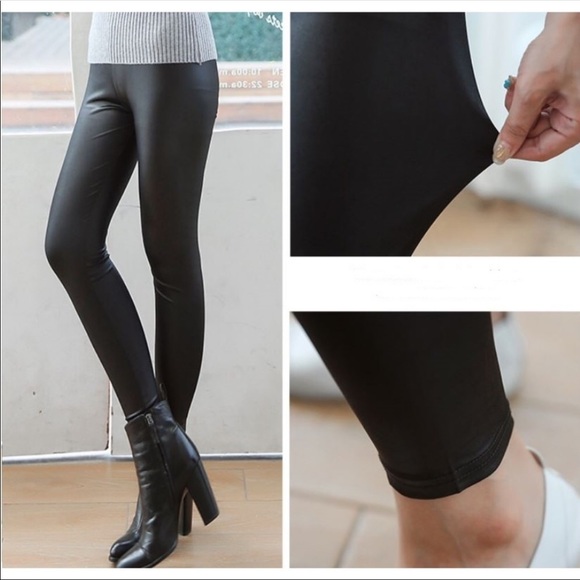Pants - Sexy low rise faux leather leggings